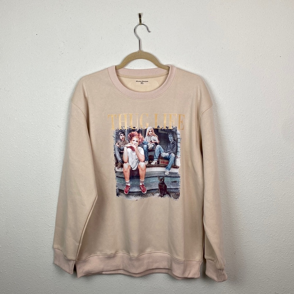 Hocus Pocus Thug Life Graphic Sweatshirt Beige